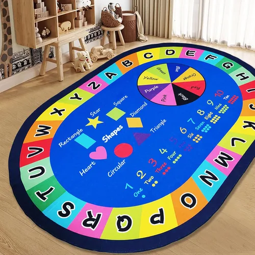 Miniatura 16 de USTIDE Alfombra ovalada para niños, 5 x 7 pulgadas, con letras del alfabeto ABC, alfombra educativa antideslizante, alfombra de juego para el aula