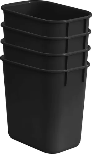 Miniatura 2 de Acrimet Papelera para escritorio, 3.25 galones, 13 cuartos de galón, 12 litros, basurero (plástico) (color negro) (juego de 4)