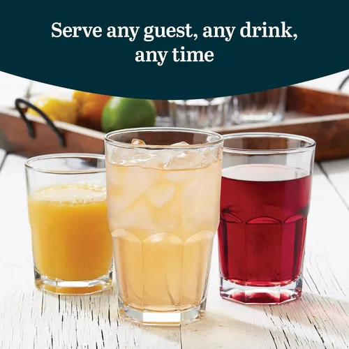 Miniatura 2 de Libbey Boston Tumbler, vasos Rocks y de jugo, juego de 18 vasos de vidrio clásicos apilables, vasos de cocina versátiles para uso diario