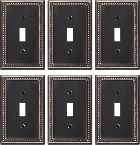 Miniatura 16 de Paquete de 4 placas de cubierta para interruptor de luz de palanca individual, cubiertas decorativas de perlas, placa de pared de metal almendra