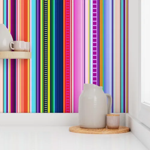 Miniatura 8 de Spoonflower Papel tapiz para despegar y pegar, diseño de rayas de serape, estilo mexicano, colorido y brillante, papel pintado extraíble