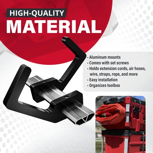 Miniatura 3 de Soporte para cable de extensión Packout para sistema Alpha Rail Compatible con Milwaukee Packout Tool Box - Se ajusta a organizadores Packout - Negro