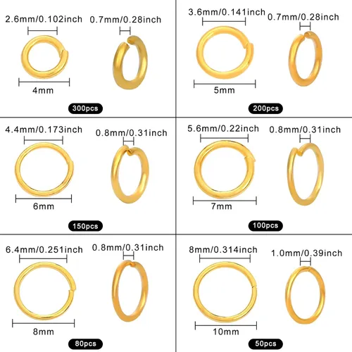 Miniatura 4 de Anillos de salto de oro de 0.157 in, 0.197 in, 0.236 in, 0.276 in, 0.315 in, 0.394 in, anillos de salto abiertos para joyería suministros
