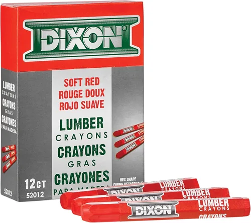 Dixon Crayones industriales para marcado de madera, hexagonal de 4.5 x 1/2 pulgadas, rojo suave, paquete de 12 (52012)