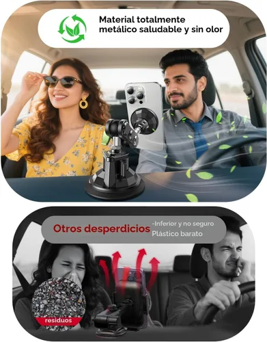 Miniatura 7 de MAGIC JOHN Soporte magnético para teléfono de coche [fuerte succión y fuerte magnético] Soporte de teléfono ajustable de 360° para parabrisas, metal