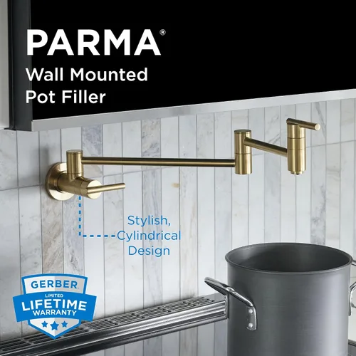 Miniatura 2 de Gerber Parma - Grifo de llenado de ollas para montaje en pared, para estufa de cocina con boquilla articulada de 22 pulgadas, válvulas de cierre