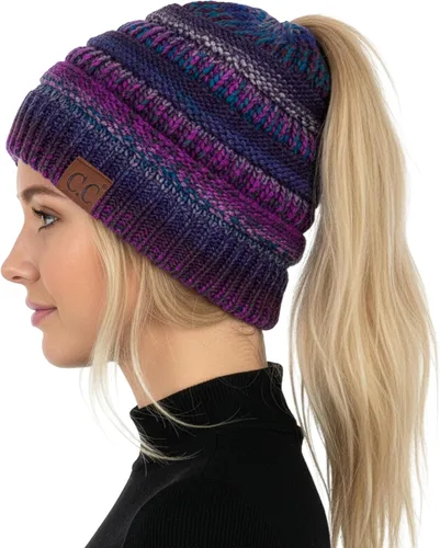 Miniatura 212 de Funky Junque - Gorro para mujer con ranura para cola de caballo
