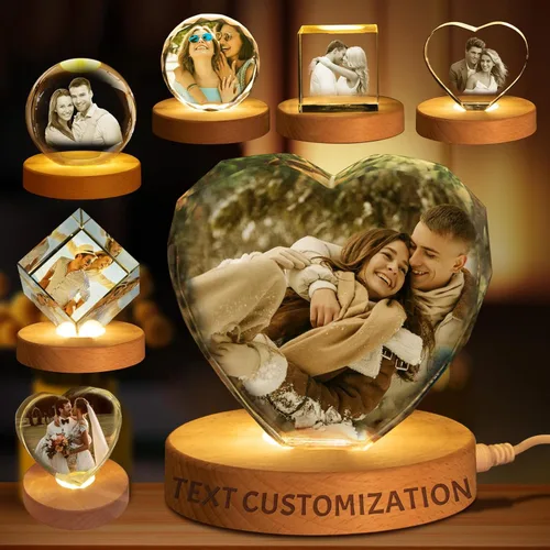 Miniatura 14 de Regalo de foto de cristal 3D personalizada – Imagen personalizada para día del padre, cumpleaños, aniversario – Recuerdo para papá, parejas
