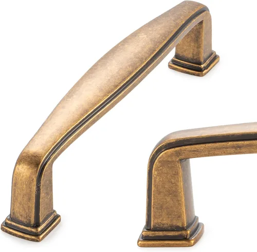 Miniatura 9 de KOOFIZO Paquete de 10 pomos dorados cepillados, pomos dorados para cajones, K02, tiradores cuadrados de un solo agujero para gabinetes, cajones