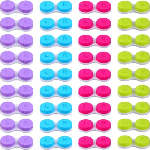 Elcoho Paquete de 24 fundas para lentes de contacto, caja para lentes de contacto, ojos izquierdos/derechos, 4 colores