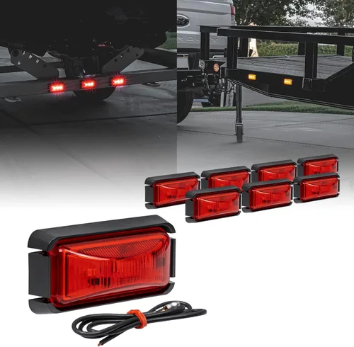 Miniatura 33 de TRUE MODS 2 piezas 2.5" Luz LED roja para remolque con bisel negro [DOT FMVSS 108] [SAE P2PC] [montaje superficial] [impermeable IP67] luces de Rojo