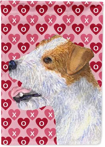 Miniatura 203 de Caroline's Treasures SS4484GF Bandera de jardín con diseño de bulldog inglés y corazones para el Día de San Valentín, bandera decorativa para patio