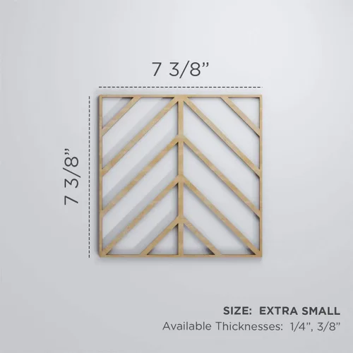Miniatura 2 de 7 3/8"W X 7 3/8"H Extra Pequeña Génova Decorativos Paneles De Pared De Madera Calado, Roble Rojo