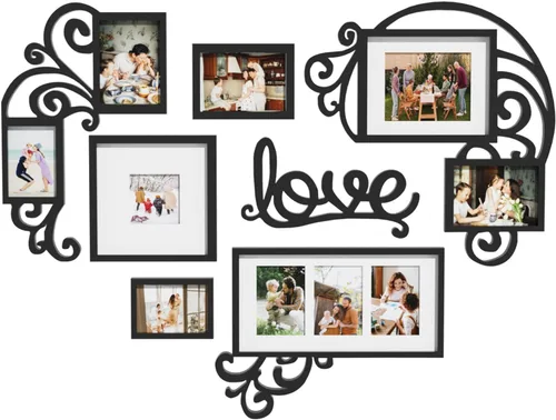 HELLO LAURA - Marco de Fotos Collage Grande para Colgar en la Pared Marcos de Fotos Elegante Marco de Collage de Corazón Regalos para Familia y