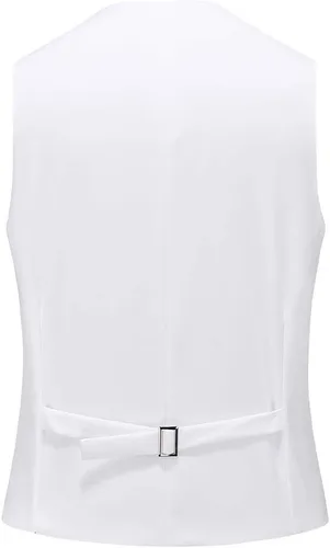 Miniatura 2 de UNINUKOO Chaleco de traje para hombre, ajustado, vestido formal, chaleco casual de cuatro botones, chaleco de traje de esmoquin