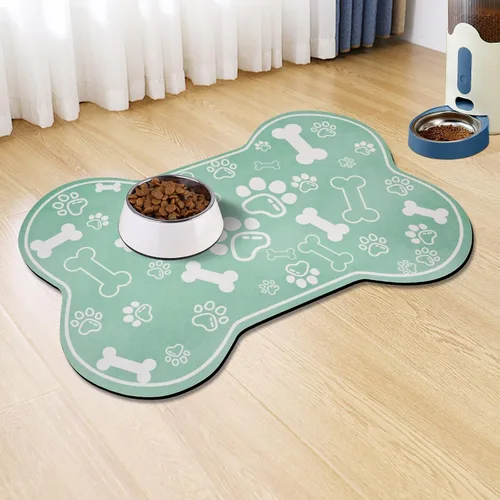 Miniatura 16 de Alfombrilla para Comida de Perros y Gatos, Alfombrilla para Alimentación de Mascotas de Absorción Rápida, Alfombrilla para Perros en Forma de Hueso
