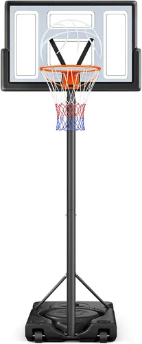 Miniatura 10 de Yohood Aro de baloncesto para exteriores ajustable de 10 pies, sistema de portería de baloncesto portátil para niños, jóvenes y adultos en patio