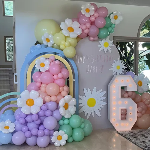 Miniatura 6 de HILAVO Kit de Arco de Globos Pastel Macaron Rosa Azul Verde Morado Amarillo Color Pastel Arcoíris Confeti Globos de Látex Guirnalda para Pascua
