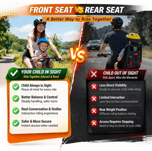 Miniatura 3 de UrRider Asiento de bicicleta para niños, asiento de bicicleta para niños de montaje frontal, apto para bicicletas de montaña, bicicletas de crucero