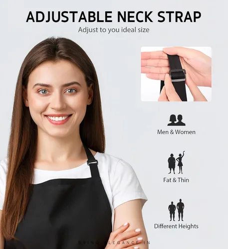 Miniatura 5 de Syntus Paquete de 12 delantales con peto, delantales unisex, ajustables, 100% algodón con 2 bolsillos, delantales de cocina para mujeres y hombres