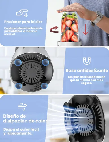 Miniatura 5 de Ganiza Licuadora para Batidos, licuadora de 900W para batidos y licuados, Combo de licuadora personal y molinillo de 15 piezas para cocina, batidora