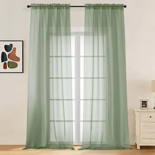 Miniatura 97 de LIVEKID Cortinas traslúcidas negras de cocina de 36 pulgadas de largo, cortinas cortas filtrantes de luz, 2 paneles de gasa aireada, texturizadas