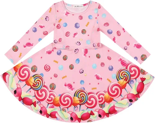 Miniatura 3 de LaBeca - Vestido sin mangas o de manga larga para niñas, vestidos informales con diseño de unicornio o sirena para niñas pequeñas o grandes