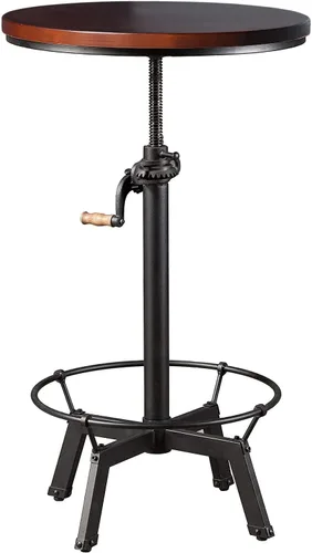Miniatura 3 de LOKKHAN Mesa de barra industrial de 33.5 a 39.4 pulgadas de alto, altura de barra ajustable, mesa de pub de whisky bistró, mesa giratoria de 23.7