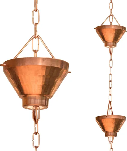 Miniatura 8 de Monarch Rain Chains Cadena de lluvia Siam de aluminio, 8.5 pies con recubrimiento de polvo negro cadena decorativa para canalones, reemplazo