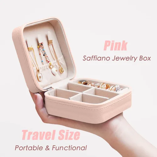 Miniatura 2 de BeBeGee Joyero de viaje, mini organizador de viaje portátil, pequeñas cajas de joyería para mujeres, regalos de dama de honor y artículos esenciales