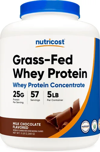 Miniatura 9 de Nutricost Concentrado de proteína de suero alimentado con pasto (sin sabor) 5 libras, sin desnaturalizar, sin OMG, sin gluten, sabores naturales