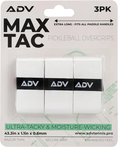 Miniatura 11 de Cinta de agarre adhesiva extremadamente pegajosa y antideslizante ADV MaxTac para pickleball - Paquete de 3, 6, 12 - Sobregrip para raqueta