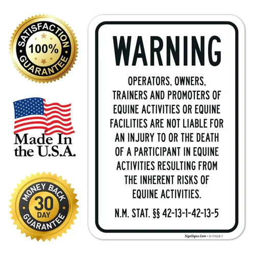 Miniatura 8 de Sigo Signs, Warning Under New Mexico Law Patrocinador de actividad equina o letrero profesional, 10 x 7 pulgadas, calcomanías de vinilo de 4 mil