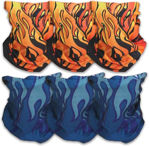Miniatura 2 de Triple9 - Pasamontañas antipolvo Paquete de 6 polainas para cuello para hombres y mujeres Máscara facial bandana (rojo, azul), Rojo, Azul