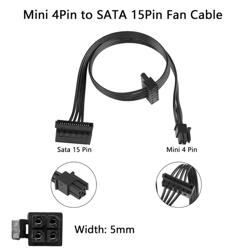 Miniatura 5 de YACSEJAO Cable divisor de alimentación SATA Mini de 4 pines a 2 pines en ángulo recto de 15 pines para HDD, SSD, unidades ópticas, cable