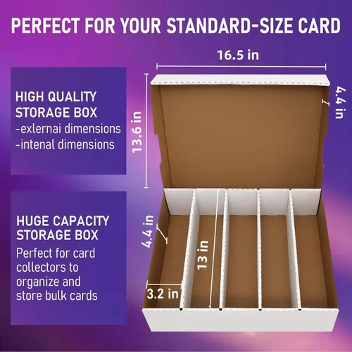 Miniatura 3 de Caja de almacenamiento de 5 filas para tarjetas coleccionables con capacidad para 3950 unidades, 1 paquete de caja de almacenamiento de cartón