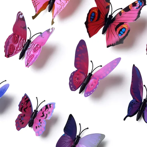 Miniatura 4 de Amaonm® - 120 pegatinas de mariposa 3D, color morado