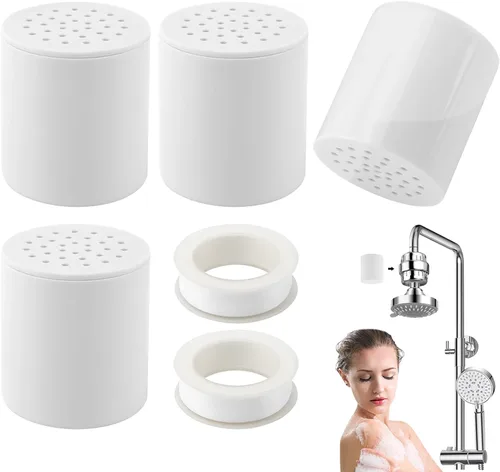 Paquete de 4 filtros de cabezal de ducha de 20 etapas, cartucho de repuesto universal con cintas de sellado para suavizar el agua, eliminar metales