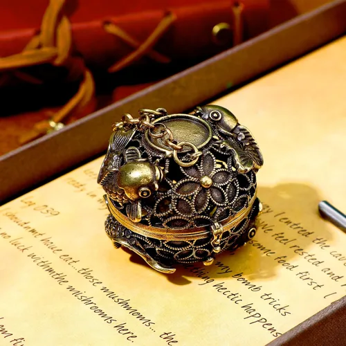 Miniatura 5 de GANAZONO Quemador de incienso colgante con cadena, quemador de incienso de latón con tapa, forma de bola, manualidades para resina y carbón