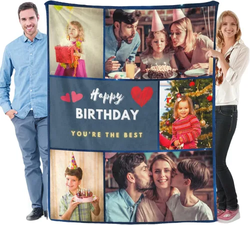 Miniatura 12 de Manta de franela personalizada con fotos, envío de texto al día siguiente, regalos personalizados perfectos para madre, padre, esposa, hombres, 3
