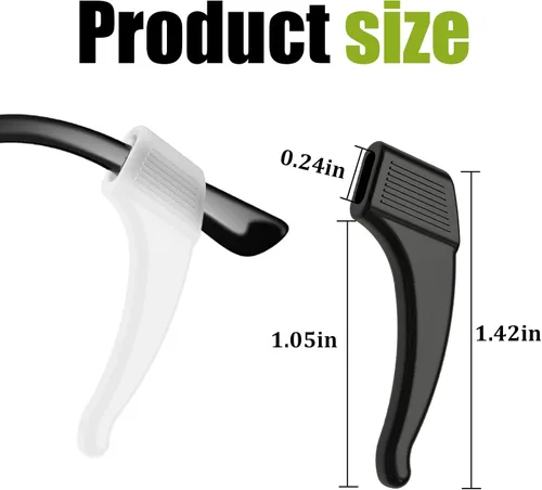 Miniatura 2 de SMARTTOP 20 pares de agarres antideslizantes para orejas de gafas, ganchos cómodos de silicona elástica, puntas de patillas de gafas, retenedor