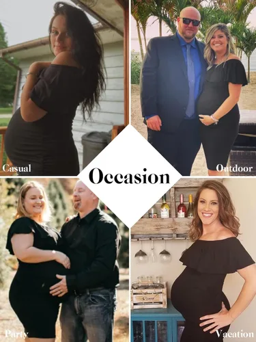 Miniatura 4 de Jezero Vestido de maternidad para mujer, sin mangas, con volantes, sin mangas, para baby shower