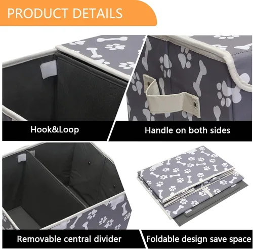 Miniatura 4 de Caja de almacenamiento de juguetes para mascotas con tapa y organizador de cesta, cubo plegable perfecto para sala de estar, sala