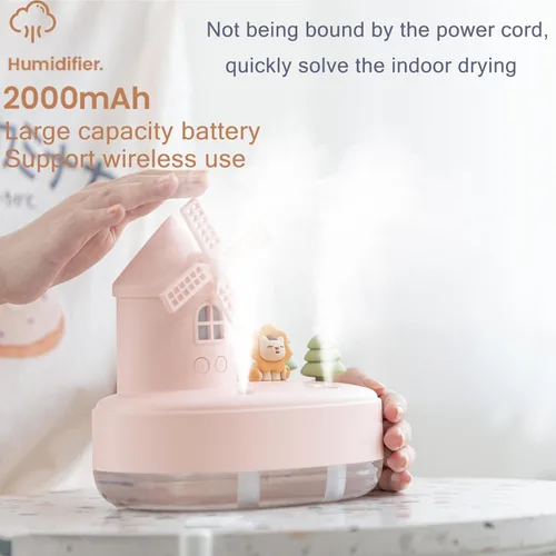 Miniatura 4 de Humidificadores ultrasónicos para dormitorio y oficina, humidificador de niebla fría con caja de música, humidificador de viento giratorio para bebé