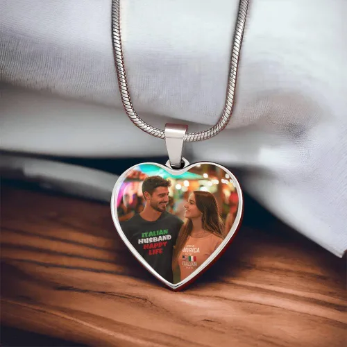 Miniatura 6 de Collar de corazón de plata con foto personalizada pon tu imagen favorita en esta joyería con tu mensaje personalizado grabado como un regalo