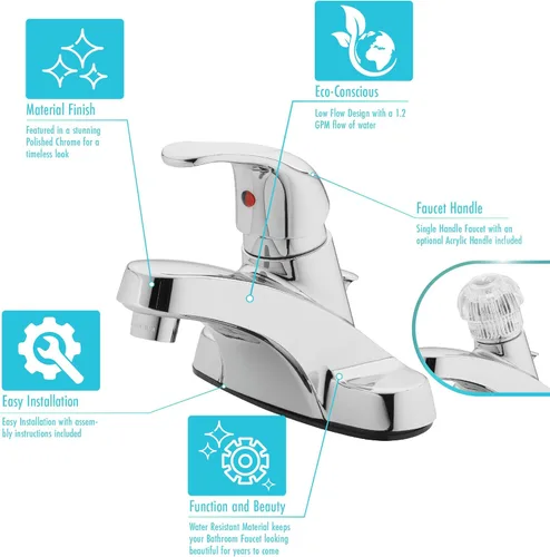Miniatura 6 de Aqua Vista 30-B410-AV Grifo monomando para baño Manija única de cromo pulido