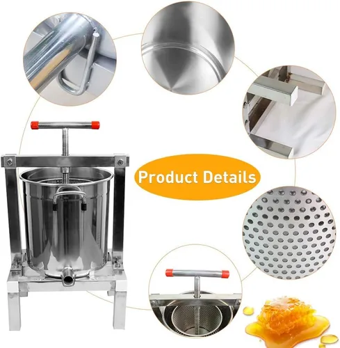 Miniatura 6 de Aimee-JL Extractor de prensa de miel de abeja grande, prensador de cera de abeja, manual para el hogar, máquina de apicultura, uva, jugo de frutas