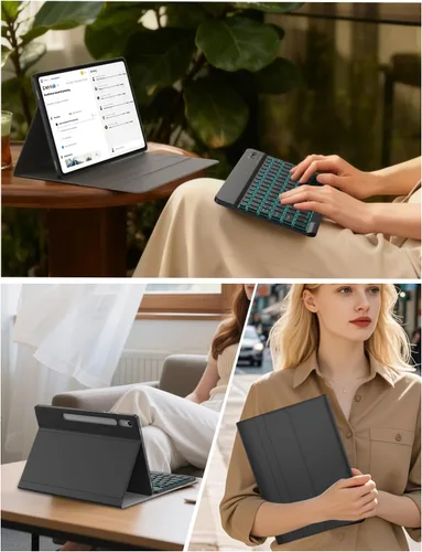 Miniatura 7 de Funda para teclado retroiluminada para Samsung Galaxy Tab S10 Lite/S10 FE/S9 FE 5G 10.9"/ Tab S9 11", teclado inalámbrico desmontable magnético de 7