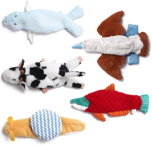 Miniatura 9 de Nocciola Juguetes chirriantes para perros, 5 juguetes de peluche arrugados para perros, juguetes para perros pequeños, medianos y grandes, juguetes