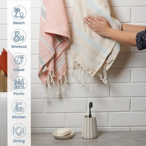 Miniatura 6 de The Fine Living Co. - Juego de 2 toallas de mano turcas, 100% algodón, toallas de mano decorativas para cocina y baño, para baño, invitados, cara